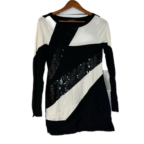 INC internationalconcepts womans m blackwhite sequins business casual blouse top - Picture 1 of 5